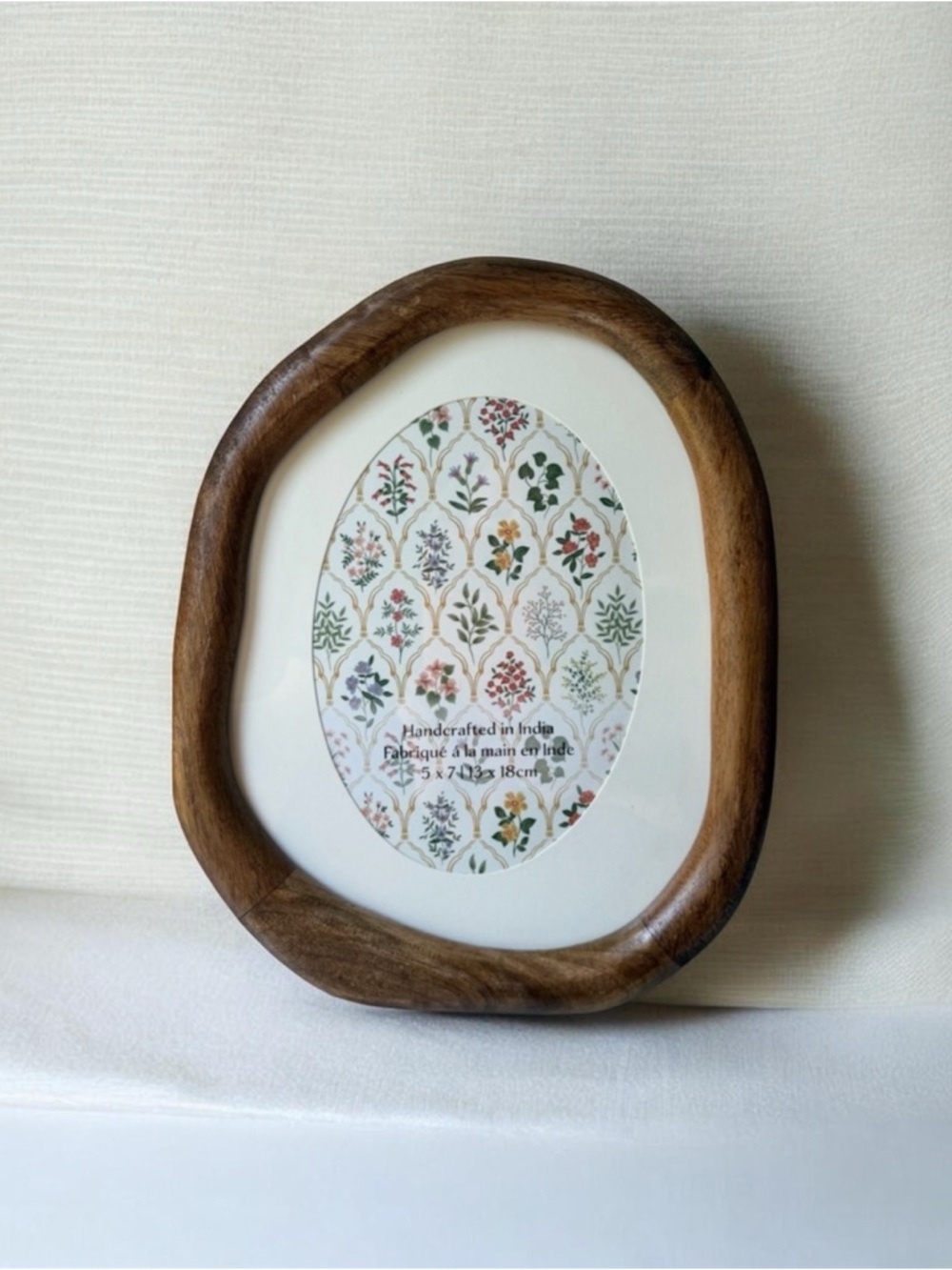 Handcrafted Oval Wood Picture Frame - Natural Brown